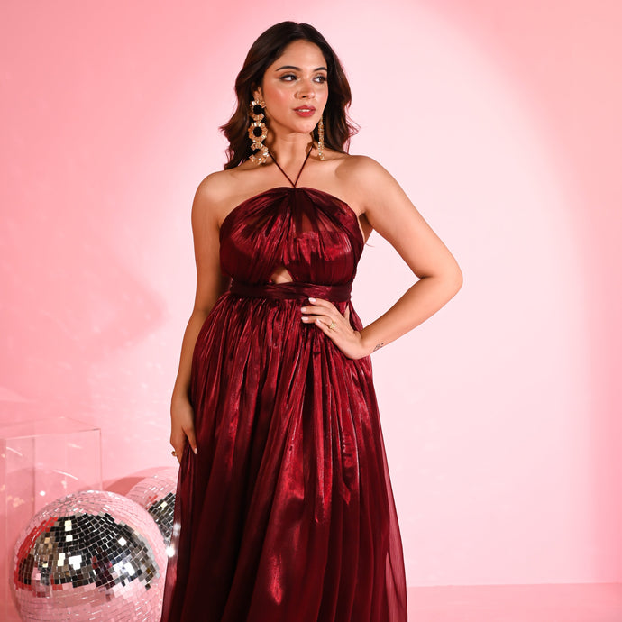 Merlot Refined Backless Dress